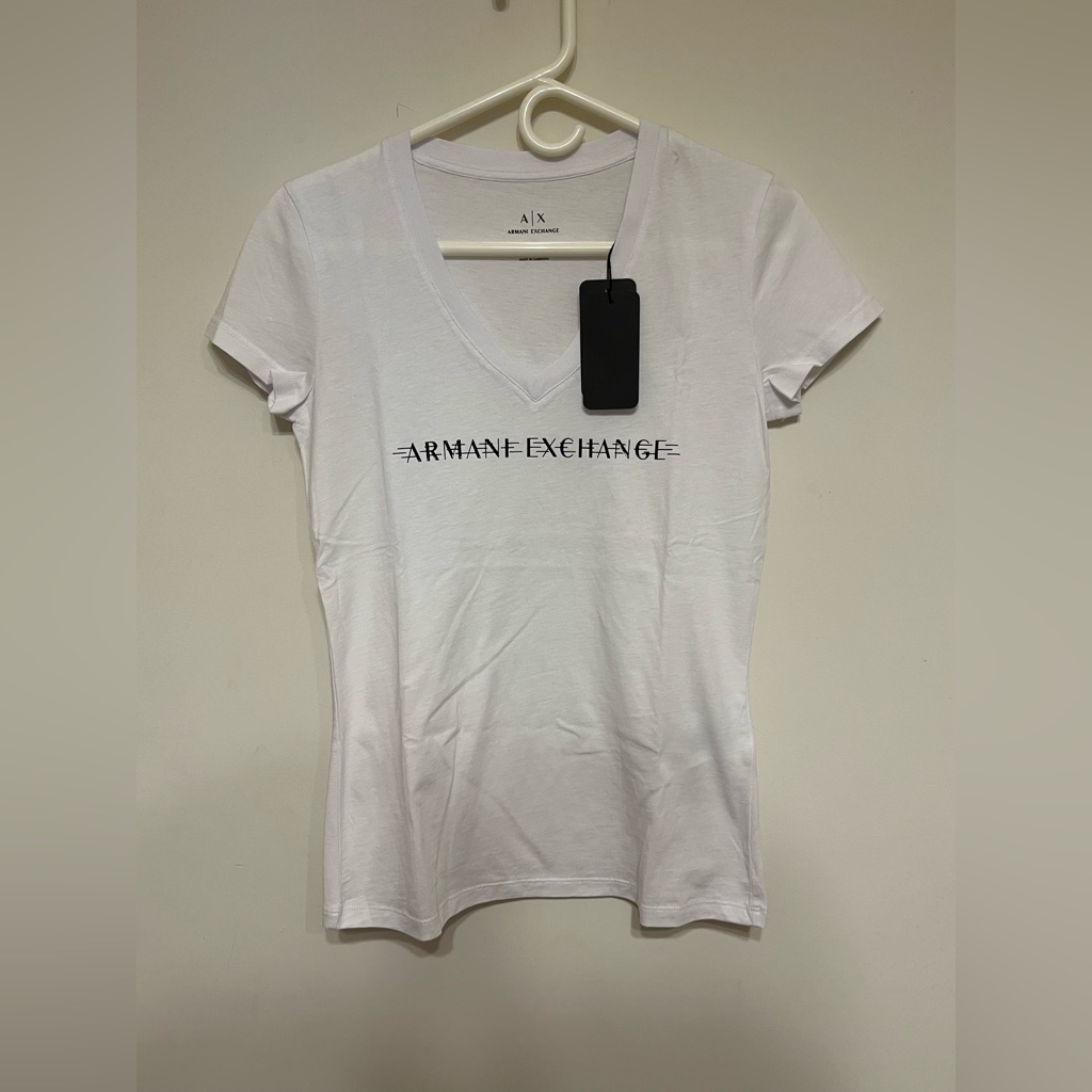Armani Exchange - Small White V-Neck T-Shirt